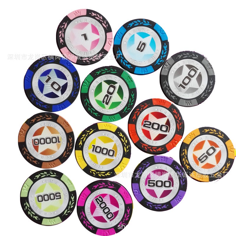 Chip poker có số, phỉnh poker dòng lúa mạch + ngôi sao chất nhựa cao cấp PK 7