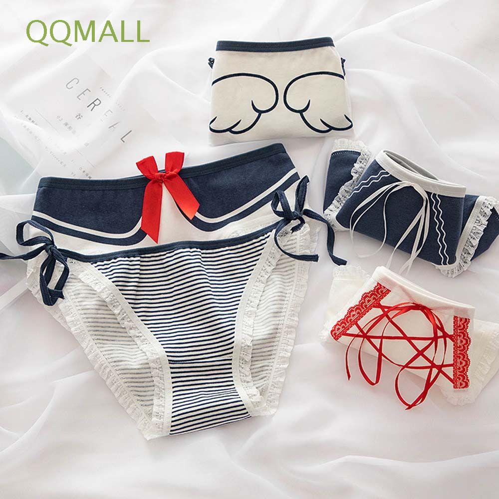 Quần Lót Cotton Phối Ren Không Đường May Đính Nơ Lưng Vừa Phong Cách Hàn Quốc Cho Nữ