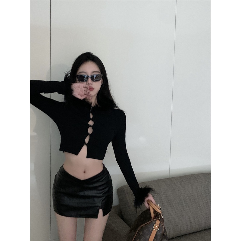 LALISAS Chân Váy Da Lưng Cao Dáng Ôm Gợi Cảm Dễ Phối Đồ Thời Trang Phong Cách Hàn Quốc Cho Nữ