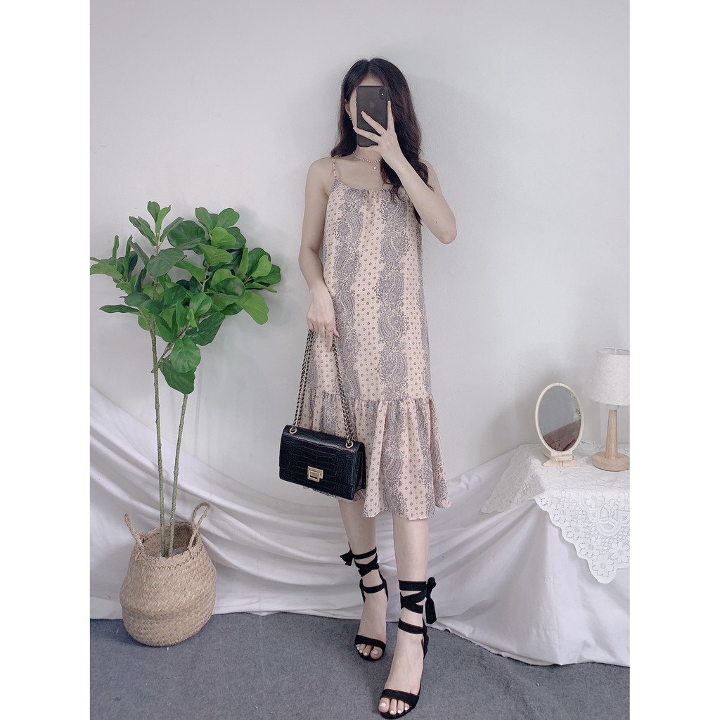 Đầm Hai Dây Voan Hàn Vintage PEONYB Nữ [FREESHIP]🌸 Váy 2s hoa nhí dáng suông, đuôi cá điều chỉnh hàng thiết kế Ulzzang 🌸