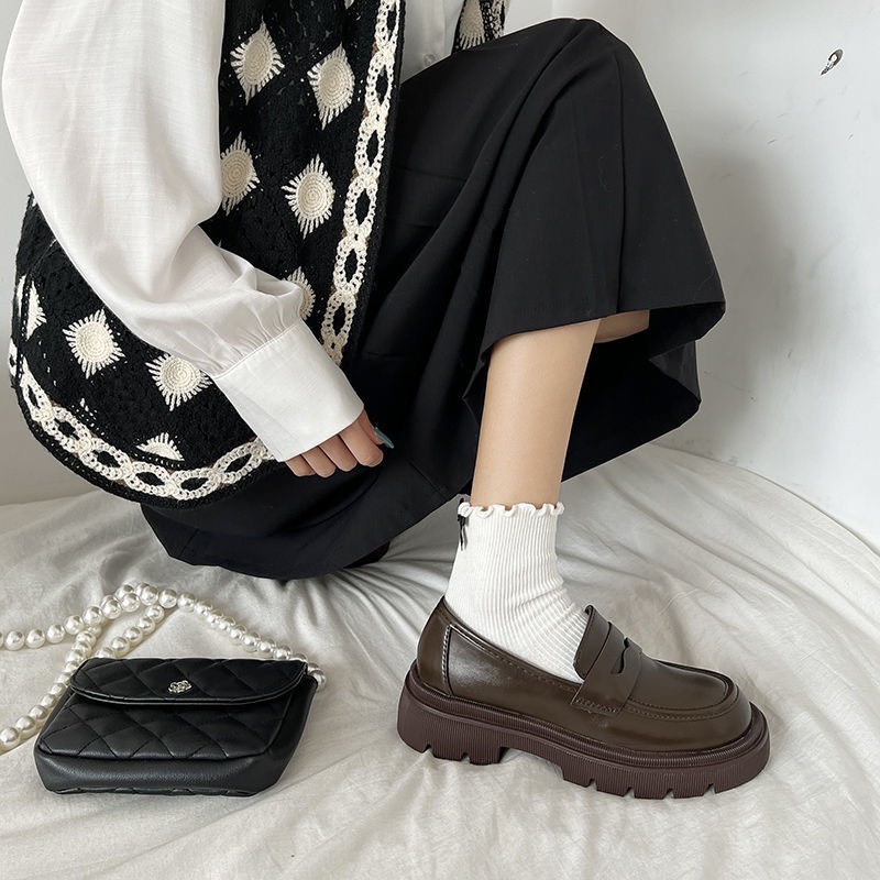 [ORDER 7-15ngày] Giày OXFORD Lolita BASSIC bóng màu đen nâu cafe cao 4CM