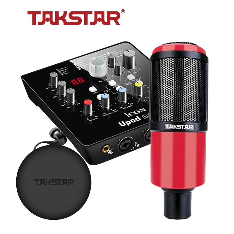 Trọn bộ mic thu âm - Combo livestream chính hãng Takstar [BH 1 NĂM]; Combo sourd card icon nano, tai nghe, micro pck320