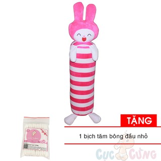 Gối ôm cho bé size lớn (60cm) - hình Thỏ màu hồng trắng Tặng 1 tăm bông đầu nhỏ cho bé