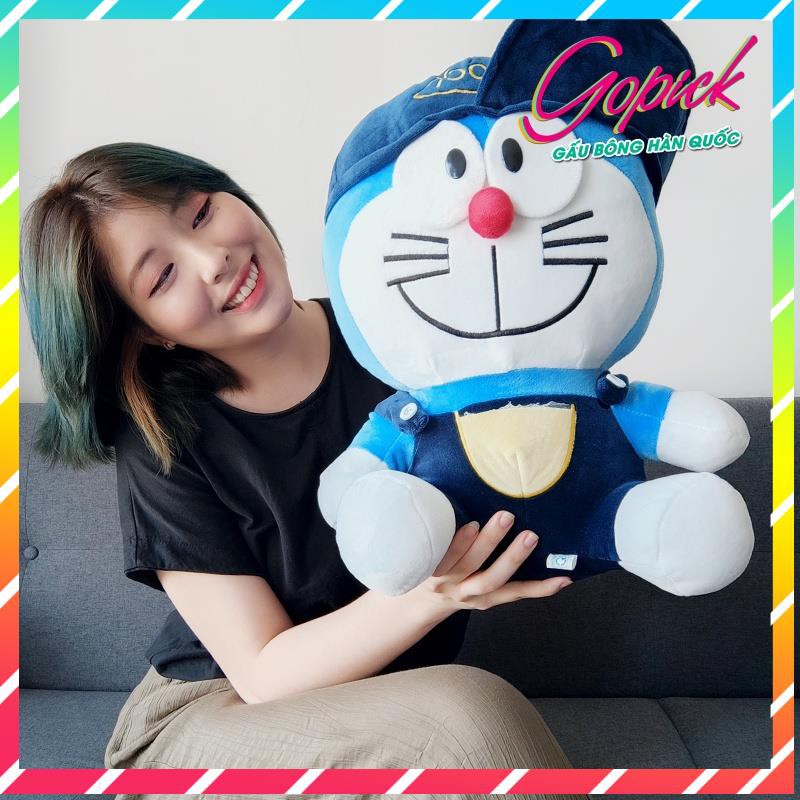 Gấu bông to thú nhồi bông doraemon đội mũ hàng cao cấp mềm mịn | Go Pick