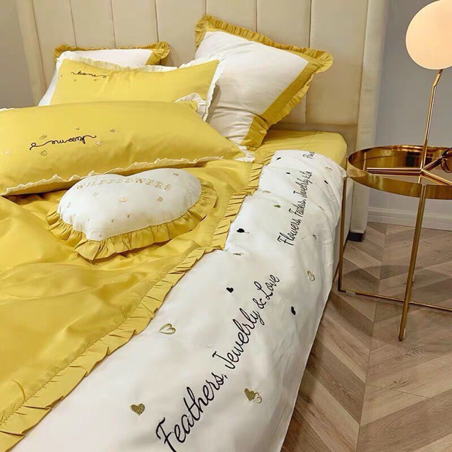 Siêu phẩm set chăn ga gối Kiss me phối 7 món cao cấp