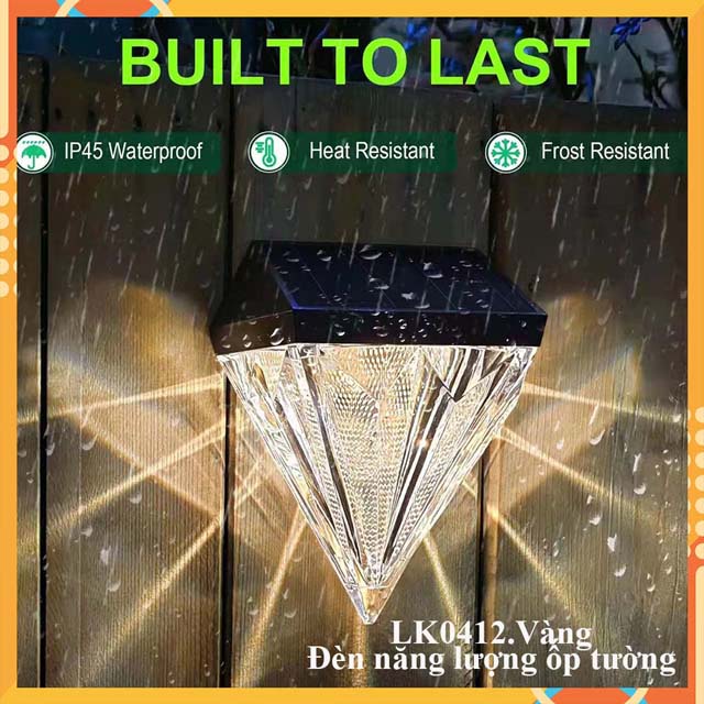 Combo 2 Đèn LED Treo Tường Hình kim cương Năng Lượng Mặt Trời lk0412