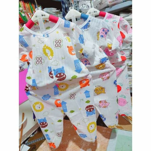 Bộ cotton giấy dài tay khuya giữa cho bé