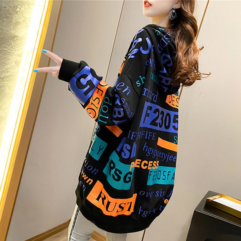 Áo hoodie nữ dáng rộng thiết kế mới phong cách Hàn Quốc 2021