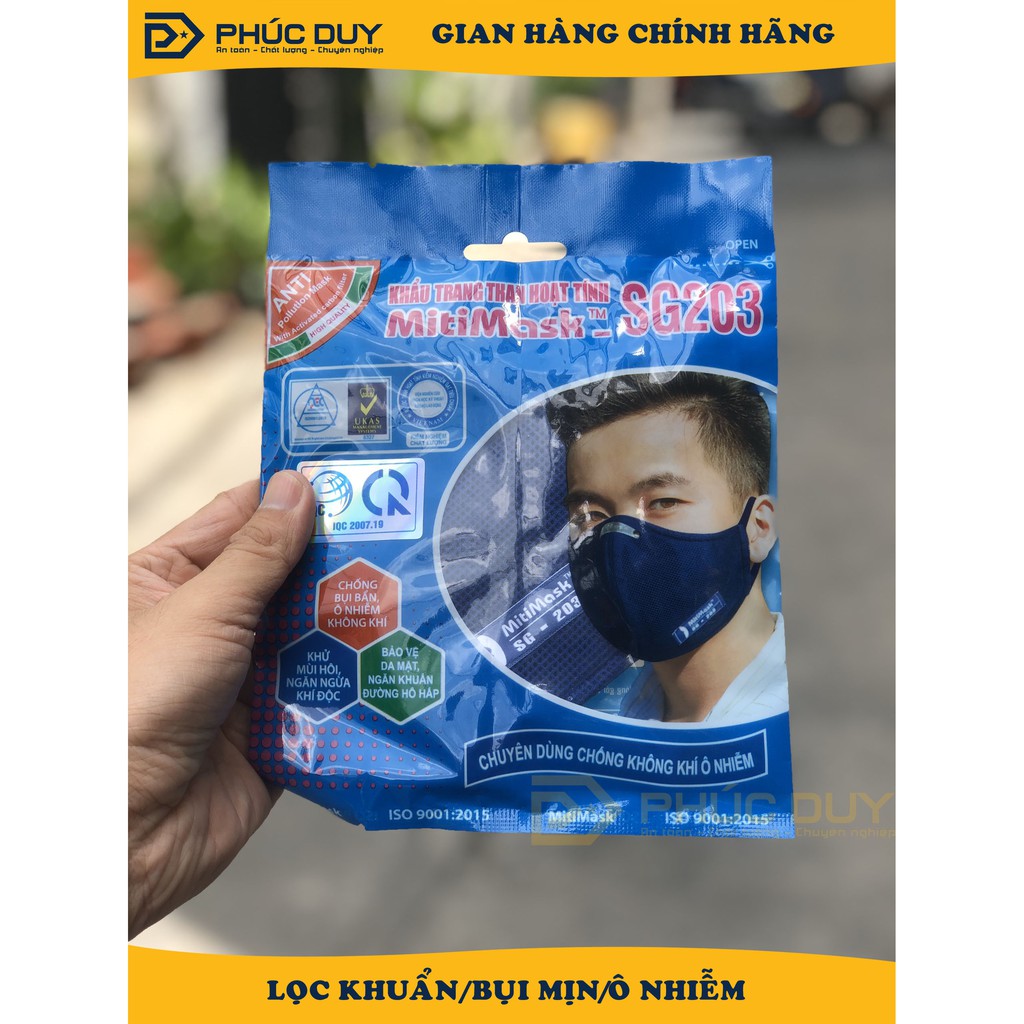 Khẩu trang than hoạt tính MITImask SG203 đeo qua gáy chính hãng