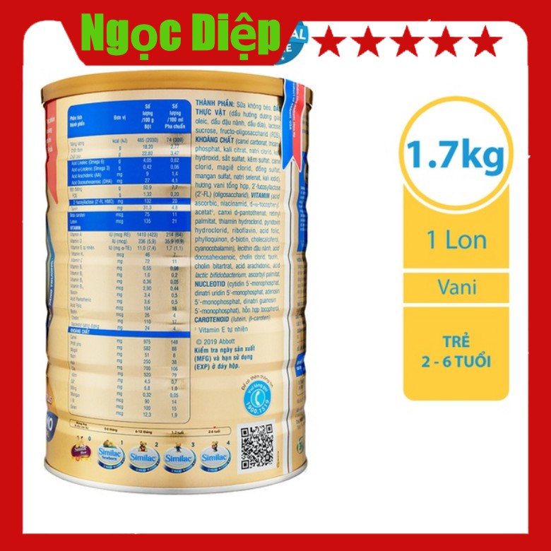 (CHÍNH HÃNG) Sữa bột Similac Eye-Q 4 1.7kg HMO Gold Label