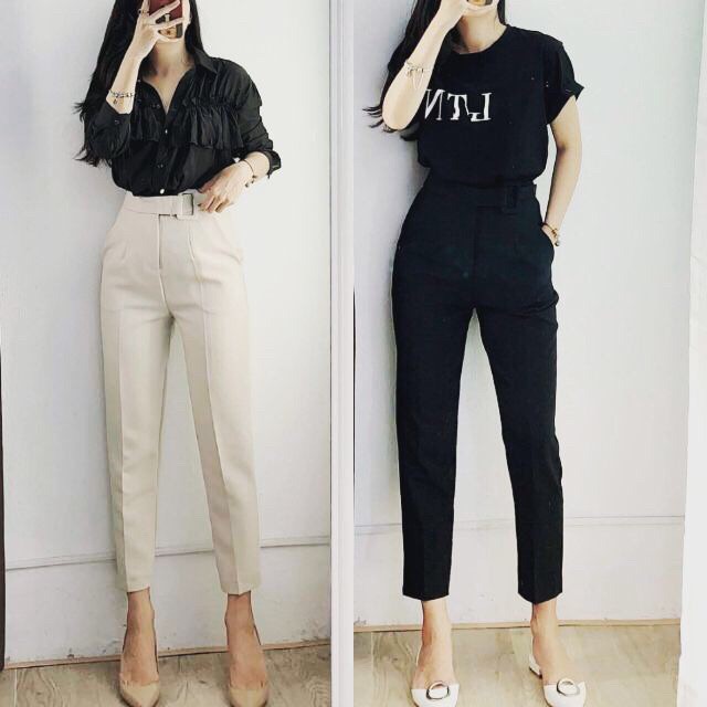 Quần baggy đai vuông bọc viền