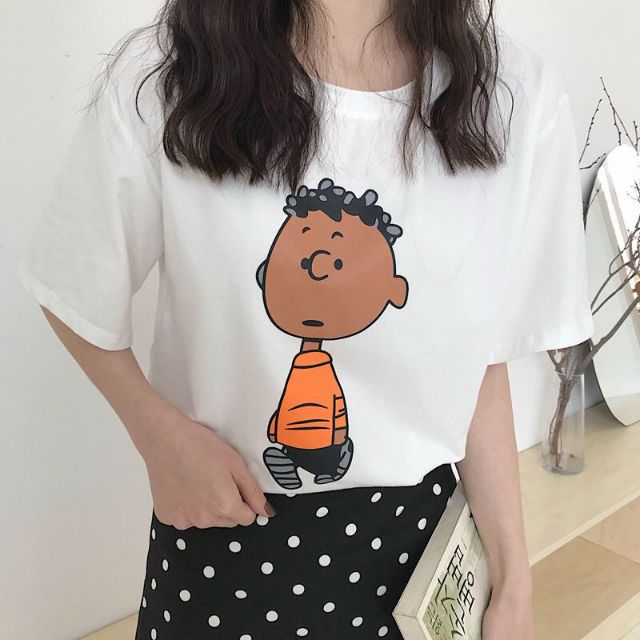 Áo thun tay lỡ unisex nữ in cậu bé