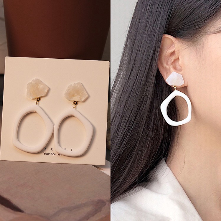 Khuyên tai mặt đính đá đơn giản xinh xắn cho nữ