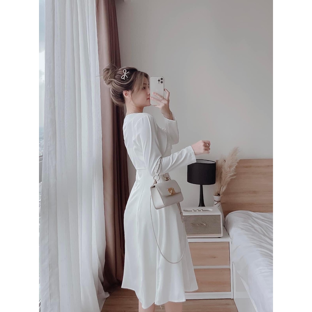 Set đầm nữ 2 dây xòe xinh xắn mix áo khoác tay dài thiết kế lạ mắt dành cho các nàng đi chơi hoặc dự tiệc