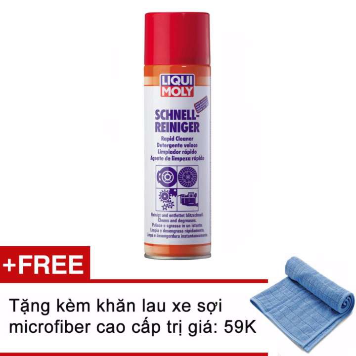 Chai xịt tẩy rửa thắng xịt sên dầu mỡ Liqui Moly Rapid Cleaner 3318 500ml ( tặng kèm khăn xanh)