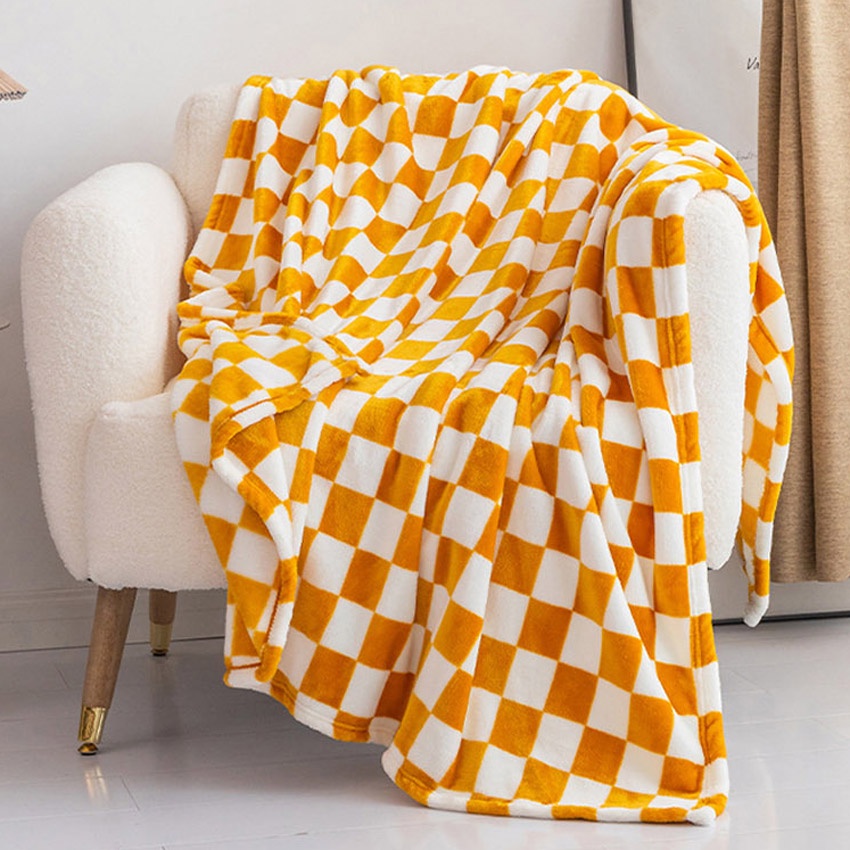 Chăn Vải Lông Cừu San Hô Siêu Mềm Họa Tiết Kẻ Sọc Cho Giường Ngủ/Văn Phòng/Nhà Ở