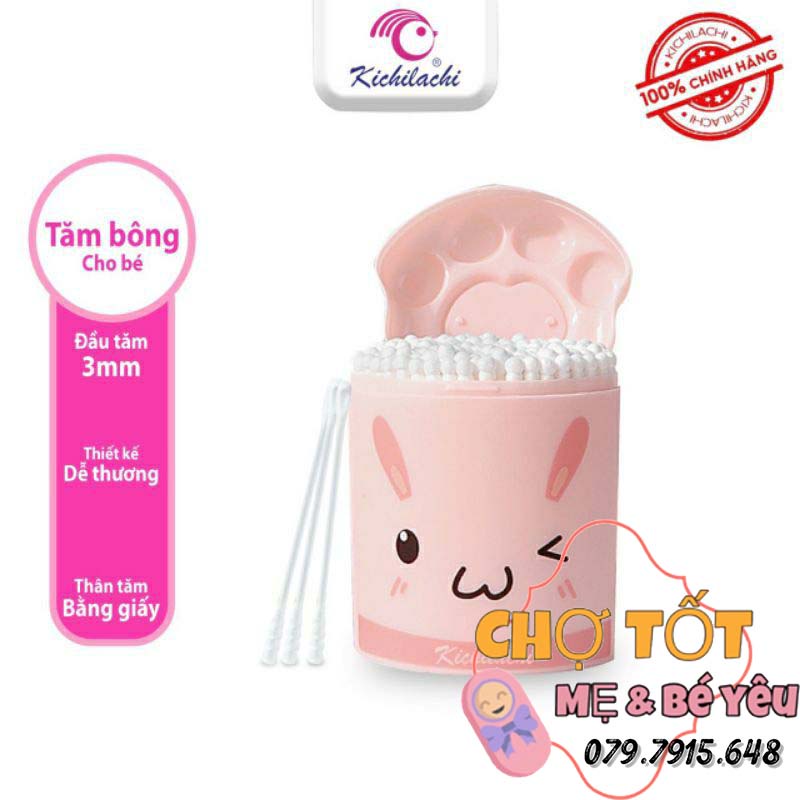 Tăm bông cho bé sơ sinh Kichi 2 đầu đa chức năng (nhỏ mềm)