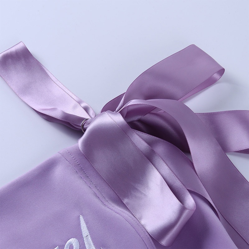 Brroa Áo Croptop Dệt Kim Hai Dây Cột Nơ Thêu Chữ Phong Cách Harajuku Cho Nữ