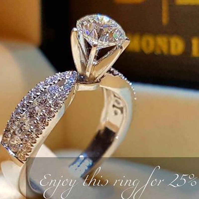 Nhẫn Đính Đá Zircon Phong Cách Châu Âu Sang Trọng