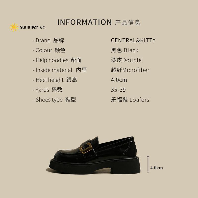 Giày Lười Da Đế Dày Màu Đen Thời Trang Mùa Hè Thu 2022 Cho Nữ
