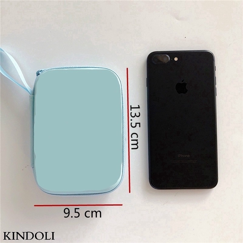 Túi mini đựng dây cáp/tai nghe/sạc dự phòng thiết kế khóa kéo in hình hoa/quả bơ dễ thương