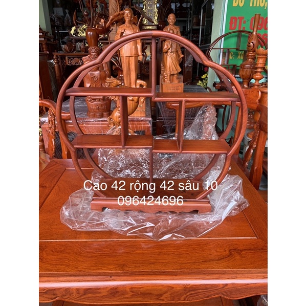 Kệ kê đồ mini cao 40 sâu 10 gỗ gõ, không kèm đồ trang trí