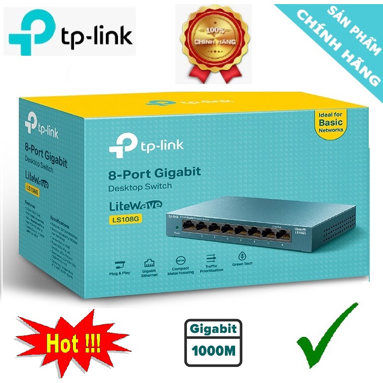 Bộ chia mạng Switch 8 Cổng TPLink LS108G Gigabit Vỏ kim Loại