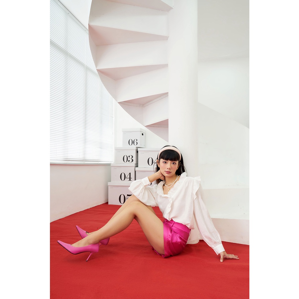 DOTTIE - Áo kiểu chạy bèo nữ trắng T0394