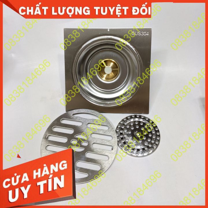 Phễu thoát sàn inox SUS 304 tự động chống trào ngược,chống hôi. Phễu Thoát sàn đáy thau chống hôi 15X15 inox 304