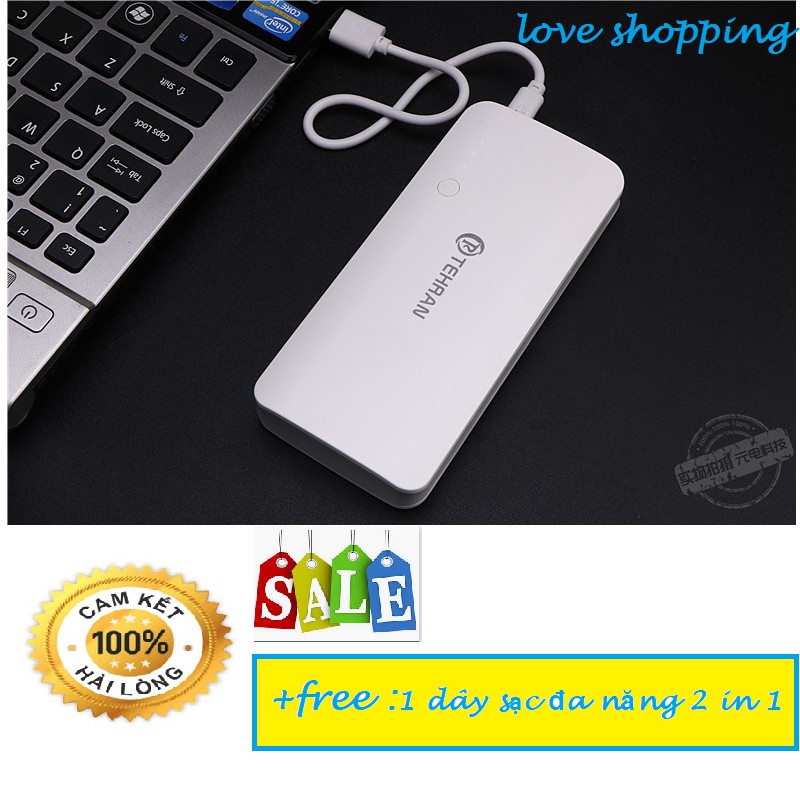 PIN DỰ PHÒNG TEHRAN 20000 MAH ĐÈN LÉP/ TẠNG DAY SẠC ĐA NĂNG 2 IN 1