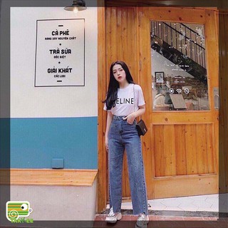 quần bò quần jeans ống rộng gấu lệch hàng đẹp