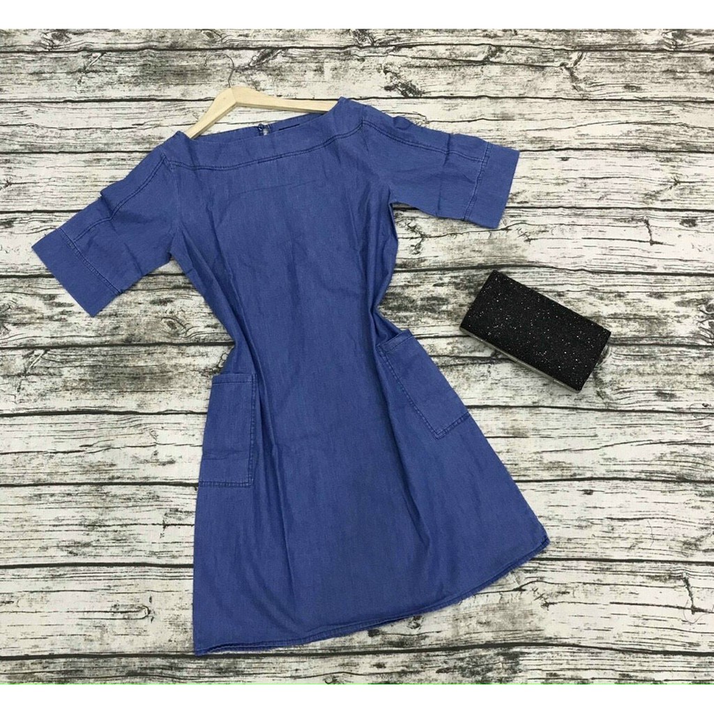Đầm Jean Denim 2 Túi Giá Rẻ Nhất,  Đầm Jean, Đầm Jean Dáng Suông, Đầm Jean Mẫu Mới Nhất, Đầm Jean Đẹp