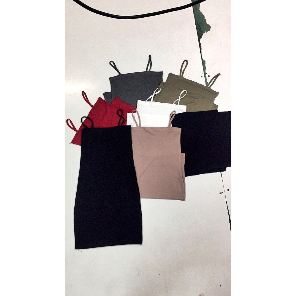 Đầm body thun lụa hai dây U18110 Bảng màu thật