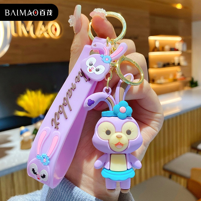 Móc Khóa anime hình thỏ màu tím dễ thương, móc khóa đôi, móc khóa treo balo nhiều màu sắc