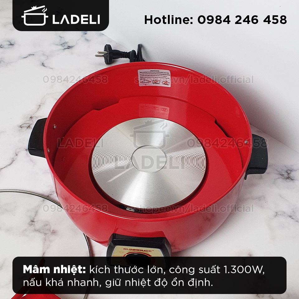 [Mã ELHADEV giảm 4% đơn 300K] Nồi lẩu điện SUNHOUSE SHD4520 dung tích 3L công suất 1300W