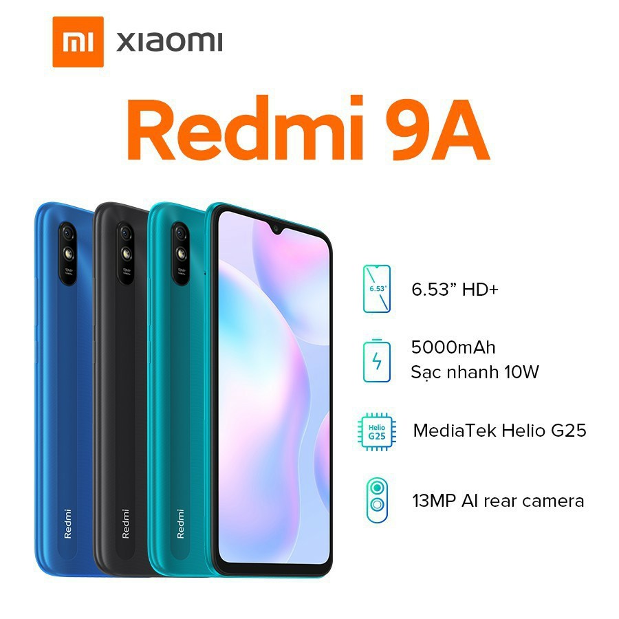 Điện Thoại Xiaomi Redmi 9A - Điện thoại XIAOMI REDMI 9A - 2G/32Gb Màn hình tràn viền cực lớn