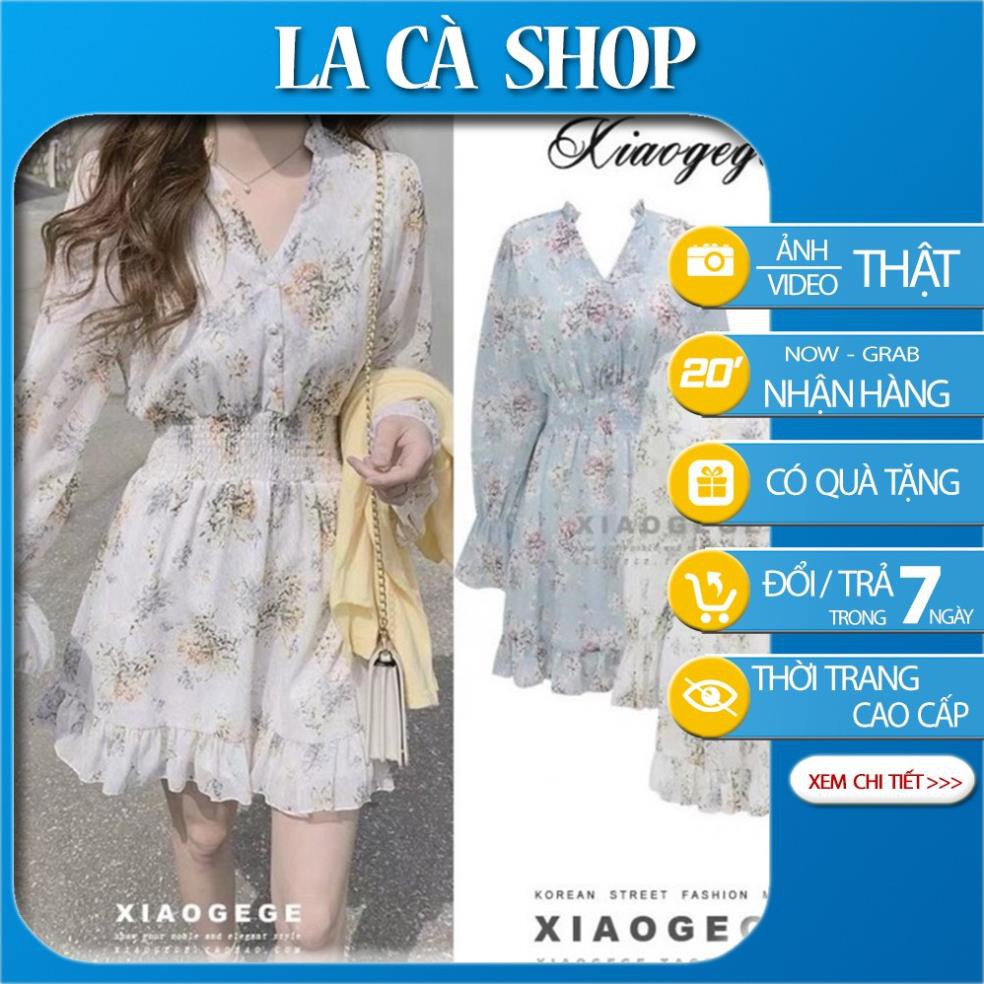 Váy hoa vintage Quảng Châu đẹp nhẹ nhàng Đầm hoa nhí Hàn Quốc 2 lớp 🎖️