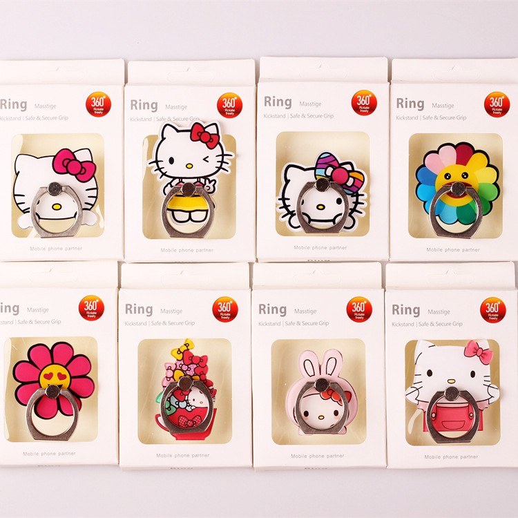 [KÈM HỘP ĐỰNG] Iring Giá Đỡ Điện Thoại Chiếc Nhẫn Hoạt Hình Hello Kitty Xinh Xắn Bám Siêu Chắc !