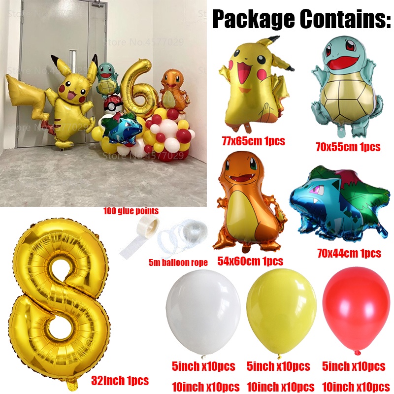 TAKARA TOMY Set 67 Bong Bóng Nhôm Hình Pokemon Trang Trí Tiệc Sinh Nhật Cho Bé