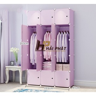 Tủ nhựa lắp ghép đa năng 15 ô sâu 47cm màu tím