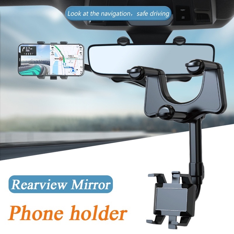 360° Giá Đỡ Điện Thoại Gắn Kính Chiếu Hậu Xe Hơi Tùy Chỉnh Tiện Dụng Cho for iphone Và Android