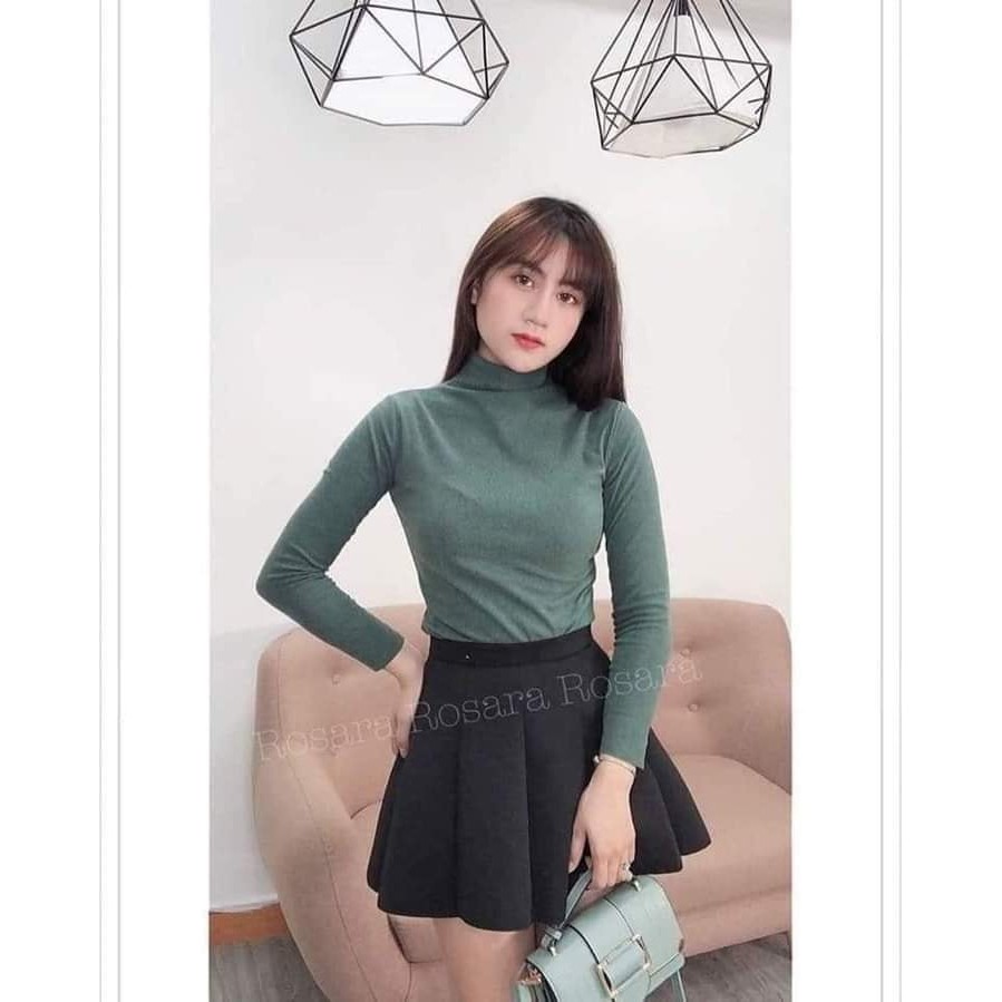 Áo giữ nhiệt nữ FREESHIP Áo Len Cổ Lọ Xuất Nhật MoTie (Túi Zip) .