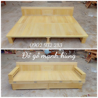 Ghế Sofa giường gấp gỗ tự nhiên ,có hộc kéo G01