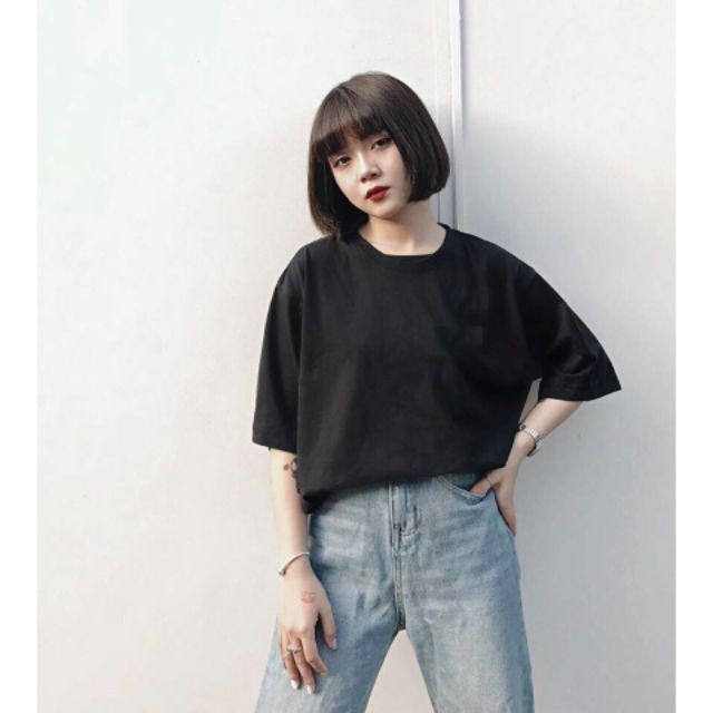 áo thun tay lỡ màu đen FOME RỘNG có chọn size, chất thun xịn 1aak8