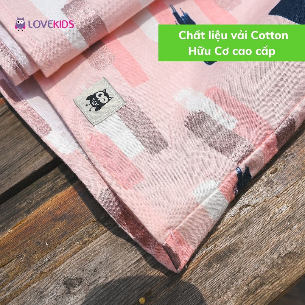 Váy bé gái Cotton hữu cơ cao cấp tay bồng Phiên bản giới hạn váy cho bé từ 6-12 tuổi LOVEKIDS