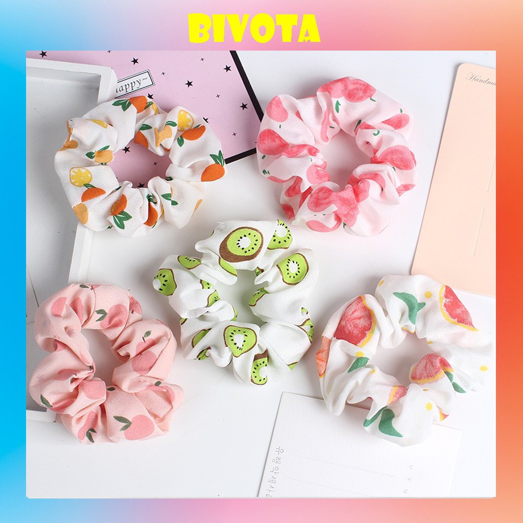 Dây buộc tóc Bivota Scrunchies đẹp Hình Trái Cây Siêu Dễ Thương S23