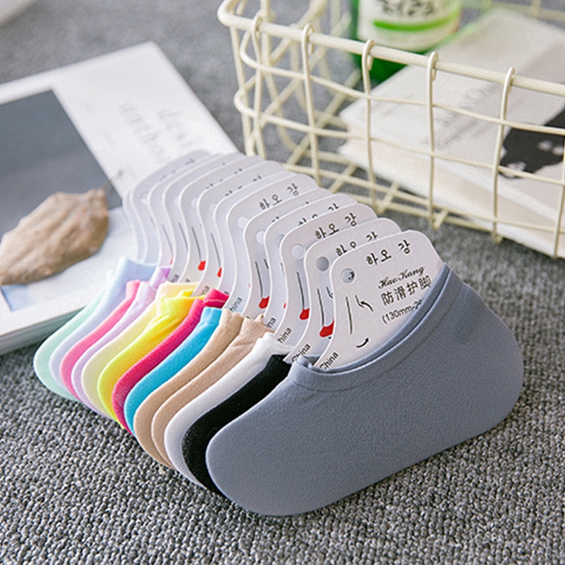 Vớ thuyền CUTEBYTE cổ thấp màu trơn thiết kế vô hình thời trang mùa hè dành cho các cặp đôi