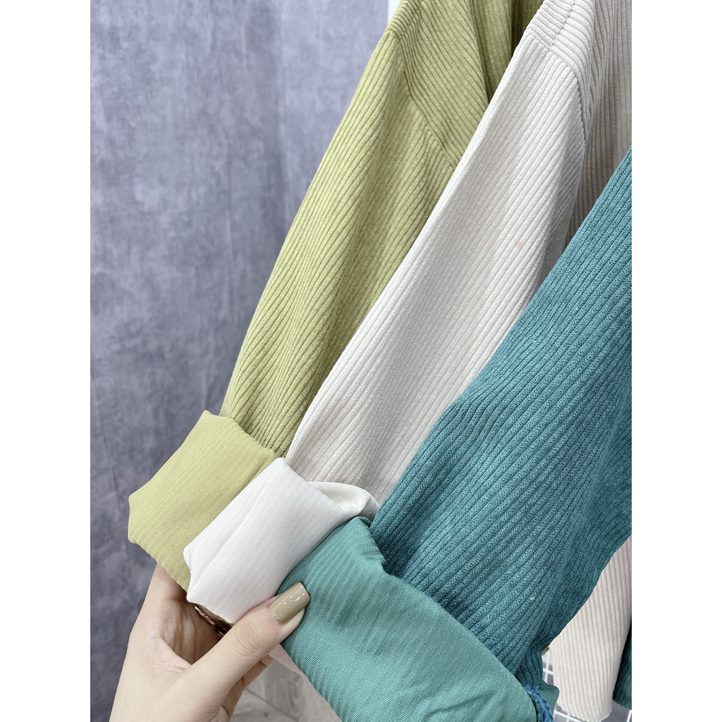 Áo sơ mi nhung tăm YUNA unisex phong cách Ulzzang Hàn Quốc màu phong cách vintage, thời trang nữ YUNA