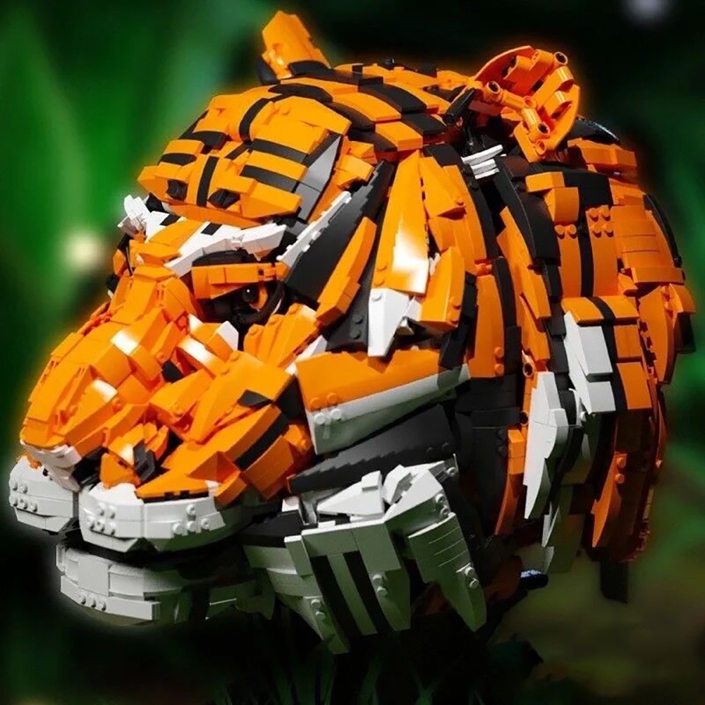 Đồ chơi Lắp ráp Mô hình đầu hổ Creative Moc Ideas Expert Zodiac Signs Tiger Head King of Beasts 103000  3000+PCS