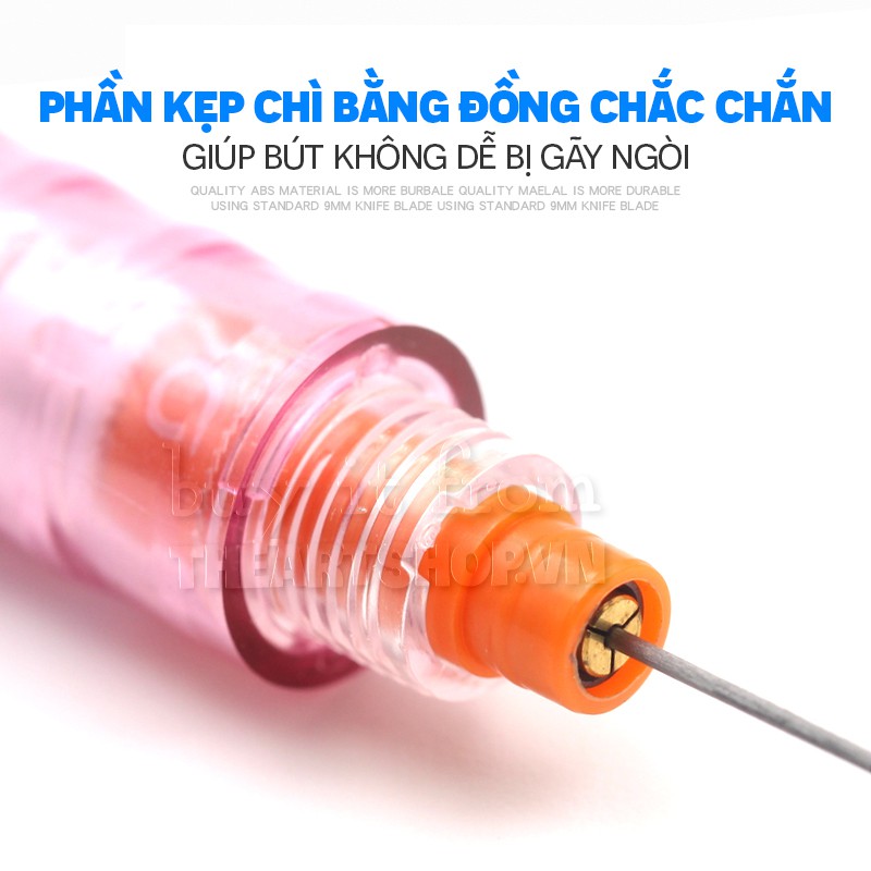 Bút chì bấm cơ khí UNI - KURU TOGA ngòi 0.5mm tự động xoay khi viết M5-450T (tặng kèm ngòi) KURUTOGA